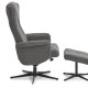 Liam recliner lnestol, inkl. fodskammel - antracitgr polyester stof og sort aluminium