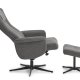 Liam recliner lnestol, inkl. fodskammel - antracitgr polyester stof og sort aluminium