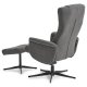 Liam recliner lnestol, inkl. fodskammel - antracitgr polyester stof og sort aluminium