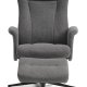Liam recliner lnestol, inkl. fodskammel - antracitgr polyester stof og sort aluminium