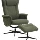 Liam recliner lnestol, inkl. fodskammel - vinter mosgrn polyester stof og sort aluminium