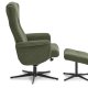 Liam recliner lnestol, inkl. fodskammel - vinter mosgrn polyester stof og sort aluminium