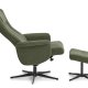 Liam recliner lnestol, inkl. fodskammel - vinter mosgrn polyester stof og sort aluminium