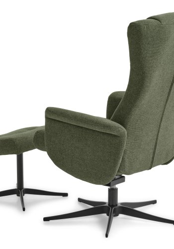 Liam recliner lnestol, inkl. fodskammel - vinter mosgrn polyester stof og sort aluminium