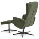 Liam recliner lnestol, inkl. fodskammel - vinter mosgrn polyester stof og sort aluminium