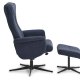 Liam recliner lnestol, inkl. fodskammel - bl polyester stof og sort aluminium
