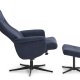 Liam recliner lnestol, inkl. fodskammel - bl polyester stof og sort aluminium