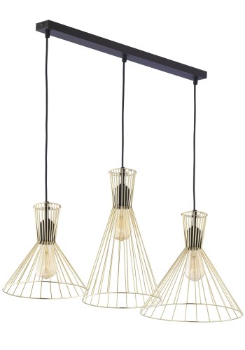 TK Sahara loftlampe, m. 3 skrme - guld metal