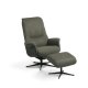 Noah recliner lnestol, inkl. fodskammel - oliven grn polyester stof og sort aluminium