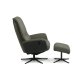 Noah recliner lnestol, inkl. fodskammel - oliven grn polyester stof og sort aluminium