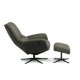 Noah recliner lnestol, inkl. fodskammel - oliven grn polyester stof og sort aluminium