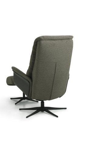 Noah recliner lnestol, inkl. fodskammel - oliven grn polyester stof og sort aluminium