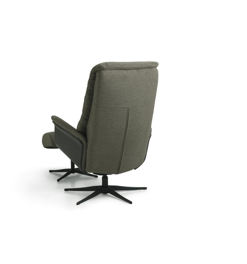 Noah recliner lnestol, inkl. fodskammel - oliven grn polyester stof og sort aluminium