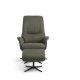 Noah recliner lnestol, inkl. fodskammel - oliven grn polyester stof og sort aluminium
