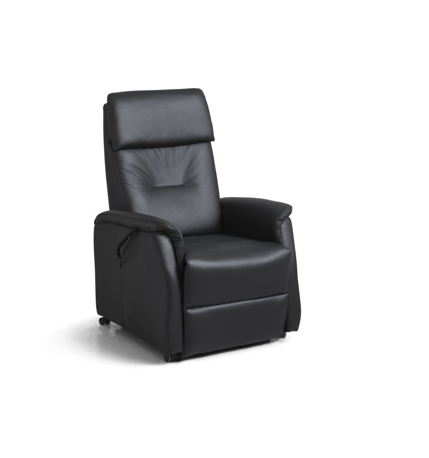 Alexander recliner lnestol, 2 motors - sort kunstlder og hjul