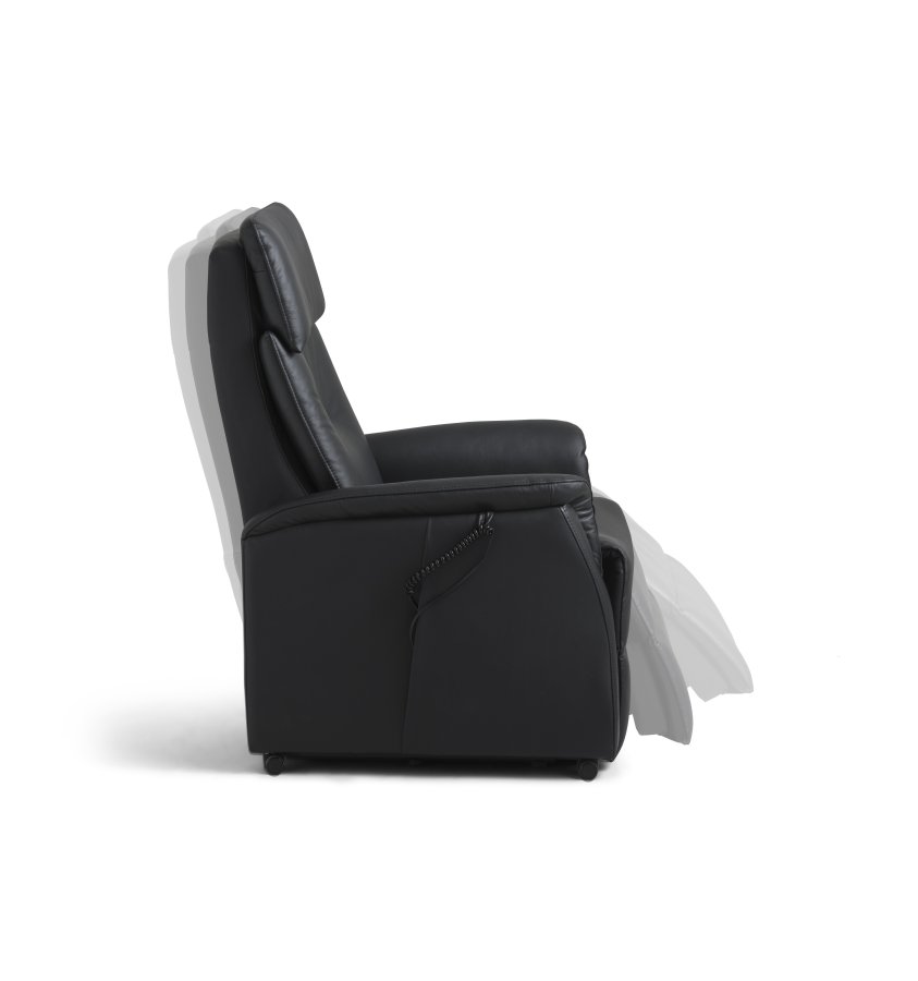 Alexander recliner lnestol, 2 motors - sort kunstlder og hjul