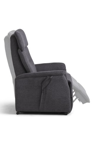 Alexander recliner lnestol, 2 motors - antracitgr polyester stof og hjul