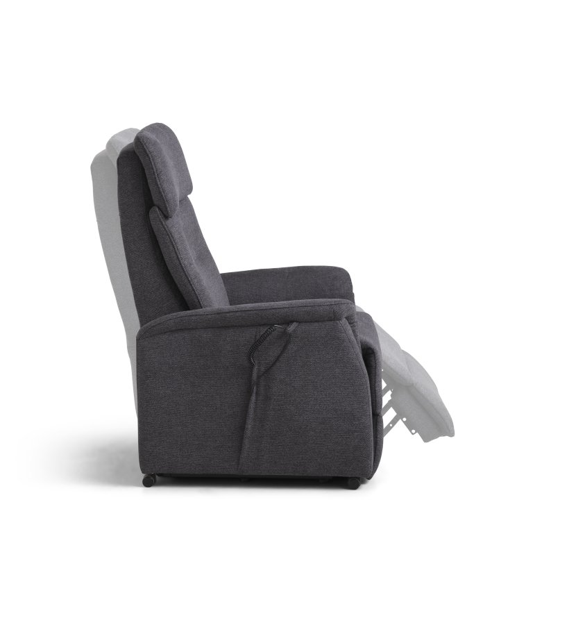 Alexander recliner lnestol, 2 motors - antracitgr polyester stof og hjul