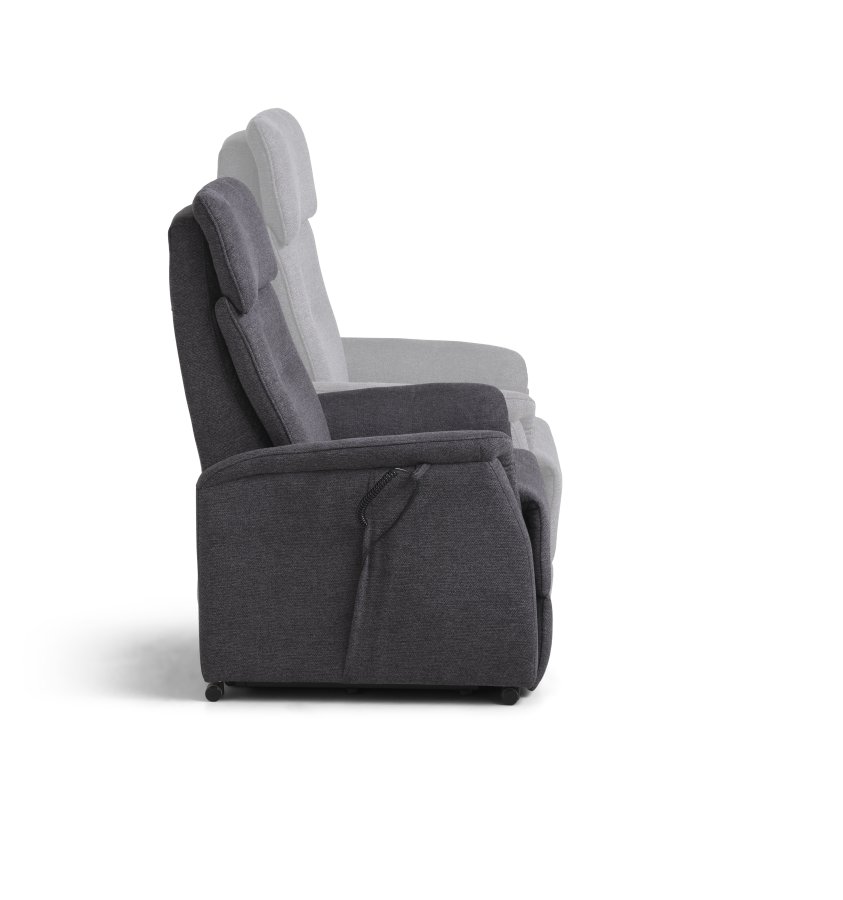 Alexander recliner lnestol, 2 motors - antracitgr polyester stof og hjul