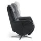 Vincent recliner stol, 2 motorer, armln, vippefunktion, fodskammel - sort lder/PVC og slv alu