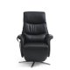 Vincent recliner stol, 2 motorer, armln, vippefunktion, fodskammel - sort lder/PVC og slv alu