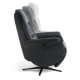 Vincent recliner stol, 2 motorer, armln, vippefunktion, fodskammel - sort semianilin lder/metal