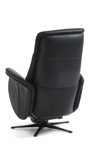 Vincent recliner stol, 2 motorer, armln, vippefunktion, fodskammel - sort lder/PVC og sort metal
