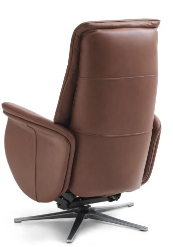 Vincent recliner stol, 2 motorer, armln, vippefunktion, fodskammel - cognac semianilin lder/alu