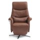 Vincent recliner stol, 2 motorer, armln, vippefunktion, fodskammel - cognac semianilin lder/alu