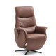 Vincent recliner stol, 2 motorer, armln, vippefunktion, fodskammel - cognac semianilin lder/metal