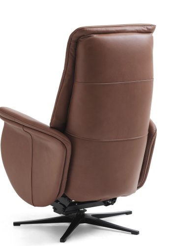 Vincent recliner stol, 2 motorer, armln, vippefunktion, fodskammel - cognac semianilin lder/metal