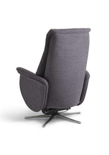 Vincent recliner stol, 2 motorer, armln, vippefunktion, fodskammel - antracitgr stof og slv alu