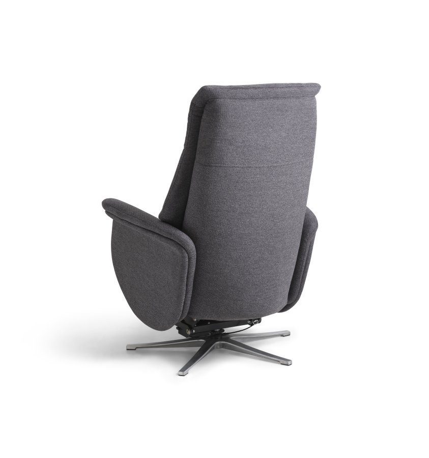 Vincent recliner stol, 2 motorer, armln, vippefunktion, fodskammel - antracitgr stof og slv alu