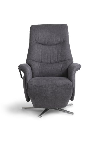 Vincent recliner stol, 2 motorer, armln, vippefunktion, fodskammel - antracitgr stof og slv alu