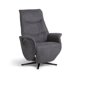 Vincent recliner stol, 2 motorer, armln, vippefunktion, fodskammel - antracitgr stof og sort metal