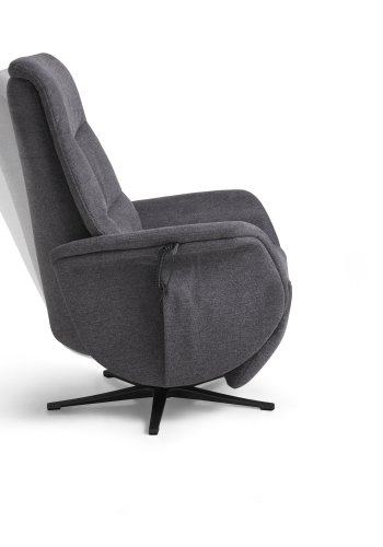 Vincent recliner stol, 2 motorer, armln, vippefunktion, fodskammel - antracitgr stof og sort metal