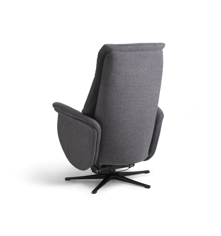 Vincent recliner stol, 2 motorer, armln, vippefunktion, fodskammel - antracitgr stof og sort metal