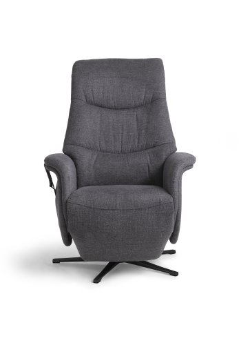 Vincent recliner stol, 2 motorer, armln, vippefunktion, fodskammel - antracitgr stof og sort metal