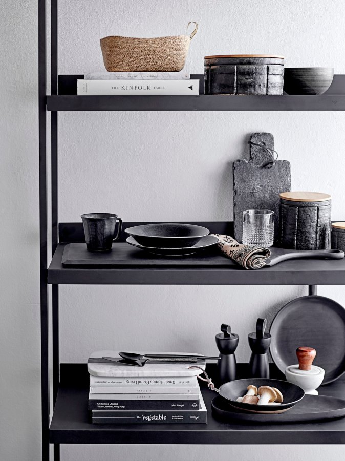 BLOOMINGVILLE Yoko Tallerken, Sort, Porceln, st af 4, D24xH3 cm