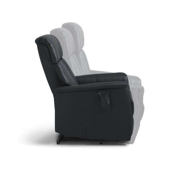 Lucas recliner stol, m. 1 motor, vippefunktion, fodskammel og armln - sort lder/PVC