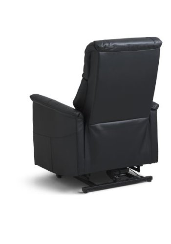 Lucas recliner stol, m. 1 motor, vippefunktion, fodskammel og armln - sort lder/PVC