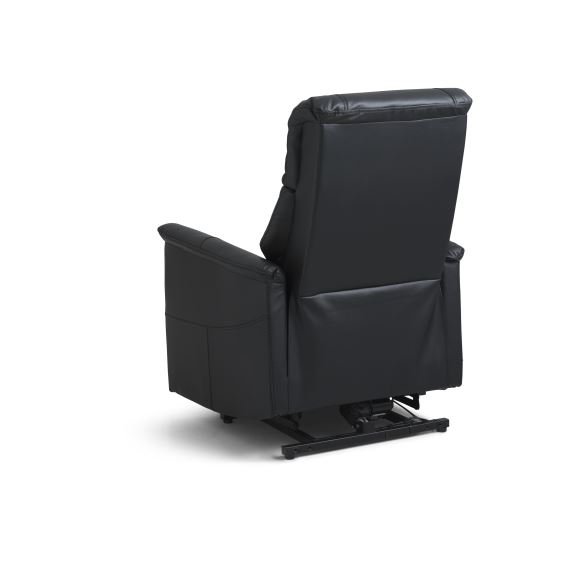 Lucas recliner stol, m. 1 motor, vippefunktion, fodskammel og armln - sort lder/PVC