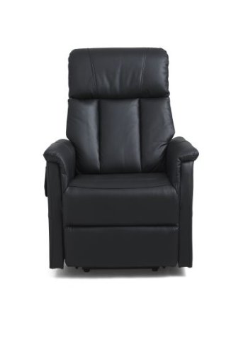 Lucas recliner stol, m. 1 motor, vippefunktion, fodskammel og armln - sort lder/PVC