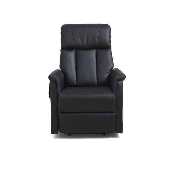 Lucas recliner stol, m. 1 motor, vippefunktion, fodskammel og armln - sort lder/PVC