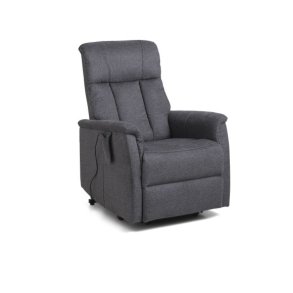 Lucas recliner stol, m. 1 motor, vippefunktion, fodskammel og armln - antracitgr stof