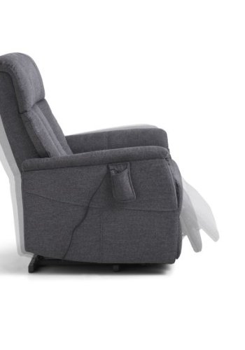 Lucas recliner stol, m. 1 motor, vippefunktion, fodskammel og armln - antracitgr stof