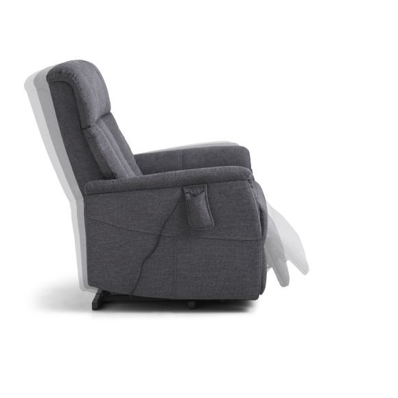 Lucas recliner stol, m. 1 motor, vippefunktion, fodskammel og armln - antracitgr stof