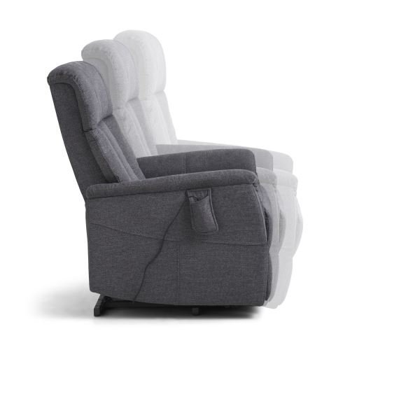 Lucas recliner stol, m. 1 motor, vippefunktion, fodskammel og armln - antracitgr stof