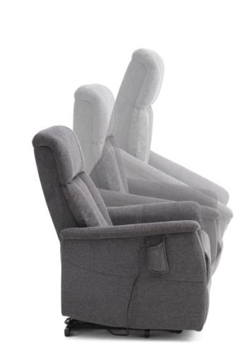 Lucas recliner stol, m. 1 motor, vippefunktion, fodskammel og armln - antracitgr stof