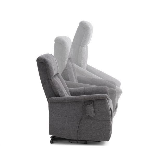 Lucas recliner stol, m. 1 motor, vippefunktion, fodskammel og armln - antracitgr stof